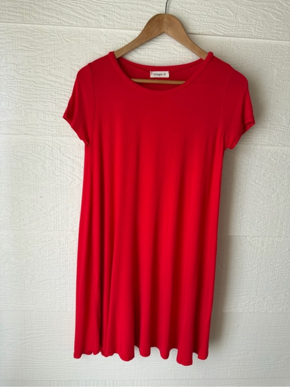 Ginger G Red Swing T-Shirt Dress Size Small Casual Soft Knit